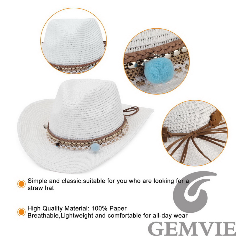 GEMVIE Chapeau de paille rétro - Cowboy Hat Straw avis et prix