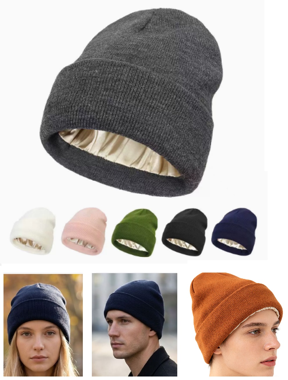 Bonnet en tricot doublé de sat - Beanie Cuffed Knit avis et prix