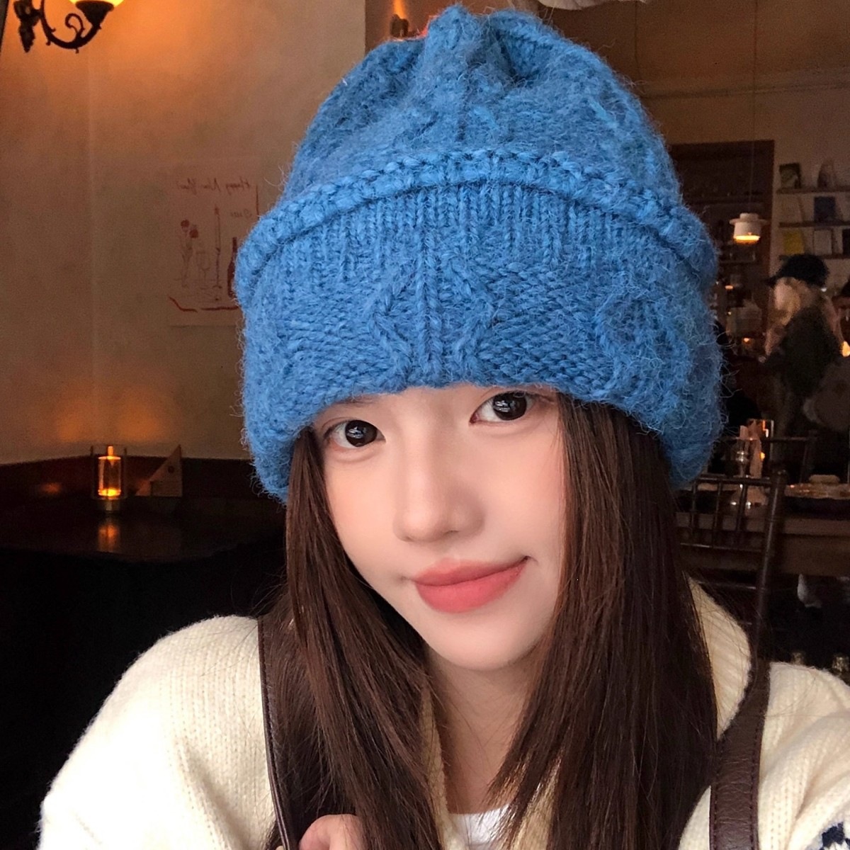 Bonnet en tricot torsadé crème - Beanie Cuffed Knit avis et prix