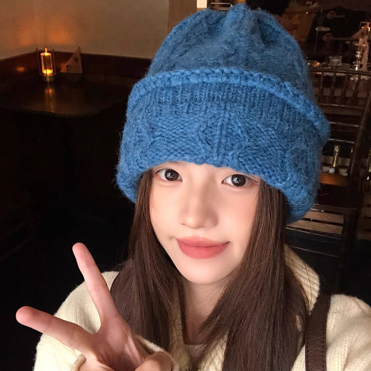 Bonnet en tricot torsadé crème - Beanie Cuffed Knit avis et prix