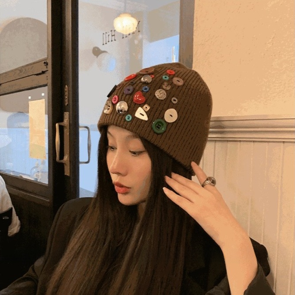Bonnet coloré à boutons, bonne - Beanie Cuffed Knit avis et prix